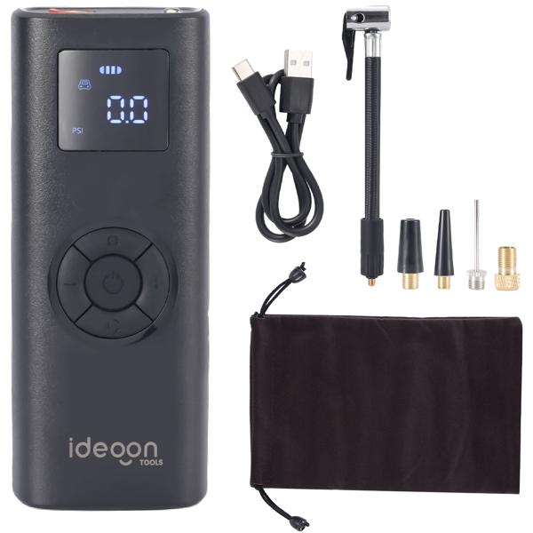 Akku Kompressor - Mobile Luftpumpe für Reifen & Bälle - 150 psi - 4.000 mAh Akku - LCD-Display - LED-Licht - inkl. Adapterset