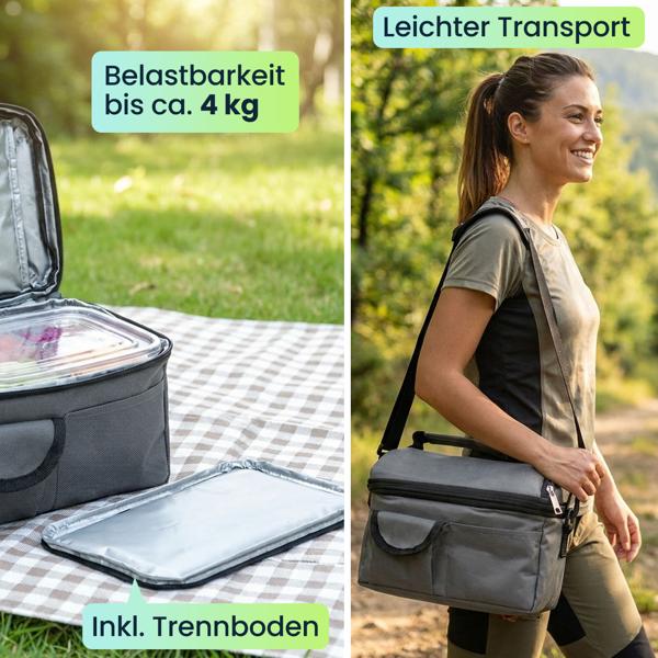 2er-Set Mini-Kühltasche, faltbar, 6l: Hält Snacks & Getränke frisch – Ideal für Picknick & Büro – Kompakt, leicht & auslaufsicher