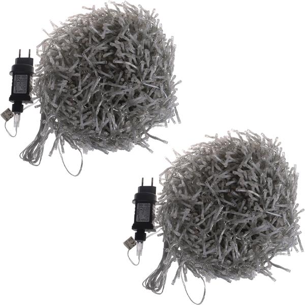 Set da 2 splendide catene luminose LED a grappolo, 2000 LED bianco caldo, 8 modalità di illuminazione, IP44, 20 m – Ideali per Natale, balcone, giardino, matrimonio e decorazioni