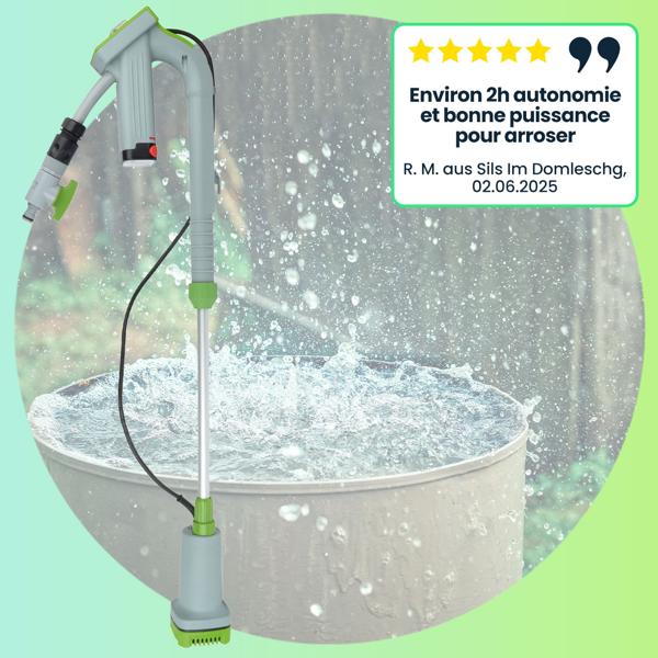 Pompe Submersible Mobile à Batterie - Arrosage Jardin sans Électricité, Tonneaux de Pluie - Mannesmann 12V Li-Ion 1500L/h - Filtre & Robinet