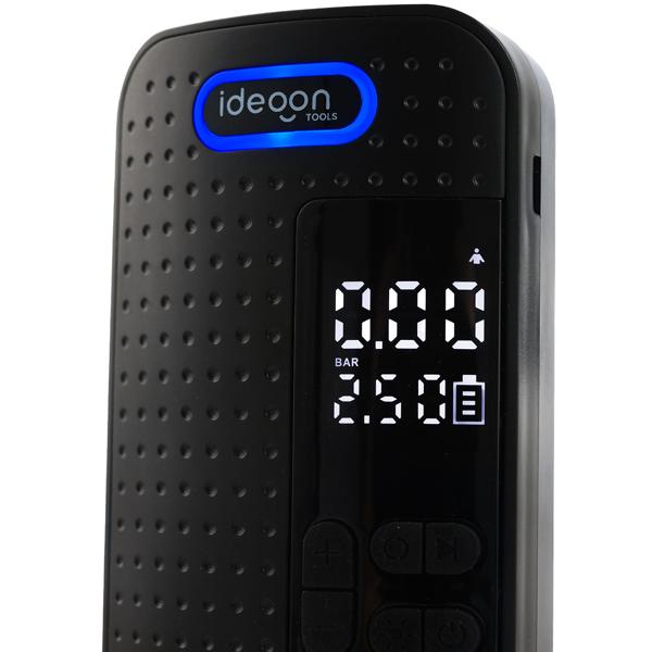 Mobiler 10.3 bar Akku-Kompressor: Leistungsstarke & kabellose Luftpumpe mit Digital-Display für Auto & Fahrrad, inkl. Powerbank und LED-Leuchte