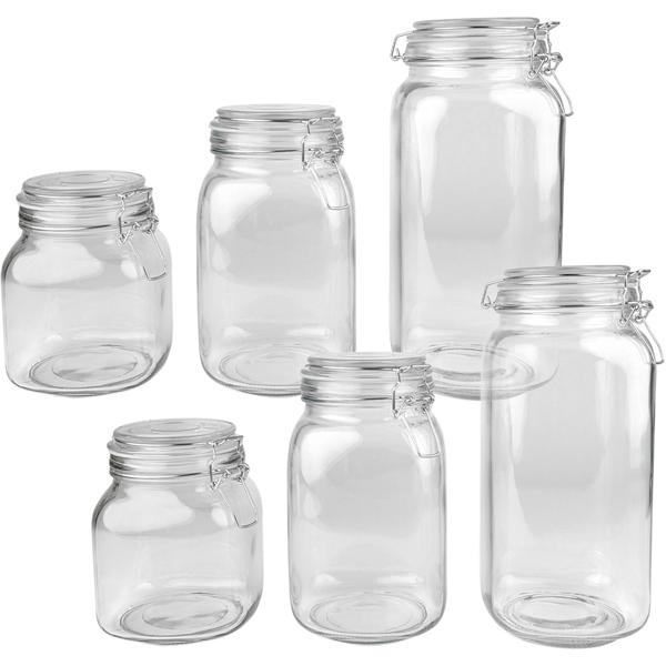 Lot de 6 bocaux en verre avec fermeture mécanique – 1 L, 1,5 L, 2,2 L avec joint, pour conserves et provisions