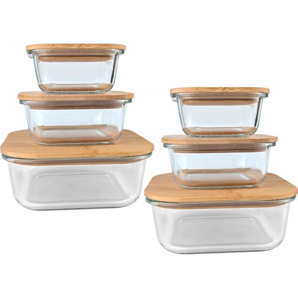 2er-Set Hochwertige Vorratsdosen mit Deckel, quadratisch, Glas/Bambus, 3 Grössen: Vorratsgläser für Aromaschutz & eine stilvolle Ordnung