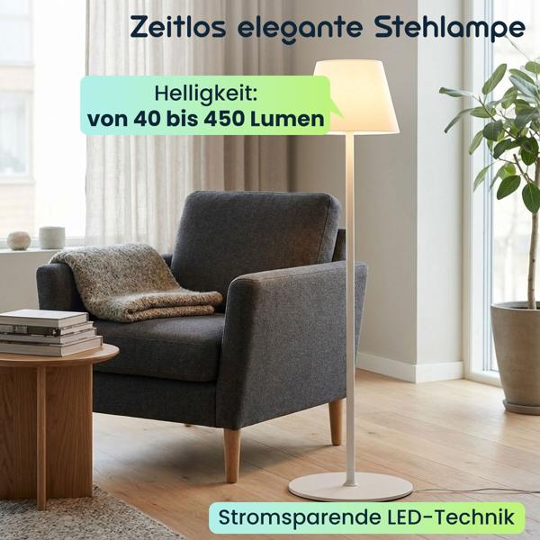 2er-Set höhenverstellbare LED-Stehlampe, dimmbar, weiss, 50/90/130 cm- elegantes Stimmungslicht für Wohnzimmer, Schlafzimmer, Büro und Aussenbereich