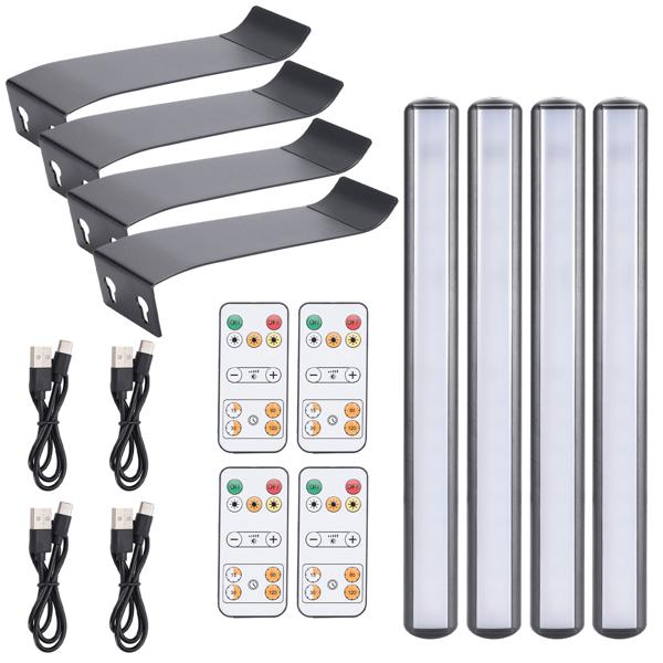 Set da 4 applique da parete e lampada per quadri eleganti con telecomando e pulsante touch, alimentazione USB e a batteria, dimmabile: una lampada a LED flessibile per arte e ambiente