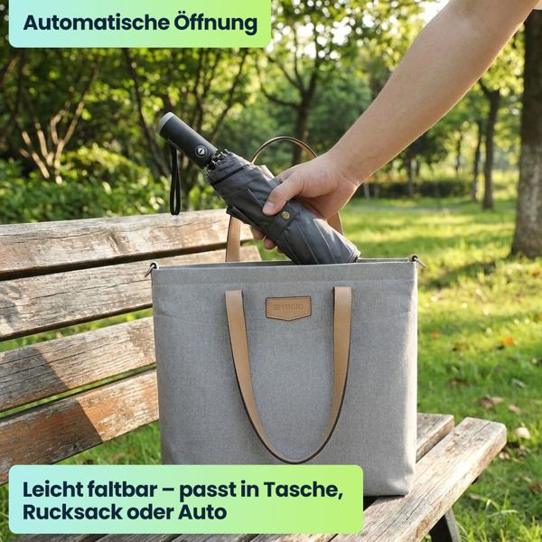 2er-Set Faltbarer Regenschirm mit LED-Taschenlampe, Ø105 cm, anthrazit: Ein perfekter Allwetter-Begleiter für Dunkelheit & Regenschauer