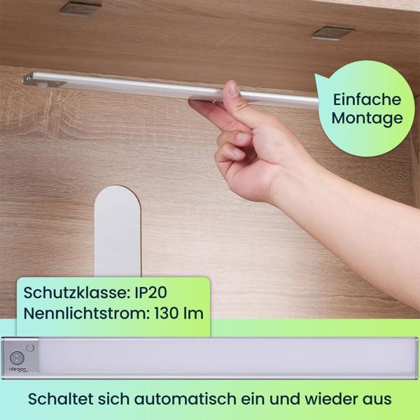 2er-Set Flache Akku LED-Lichtleiste, 40cm mit Bewegungssensor, 120 LEDs: Kabellos, hell & energiesparend – Perfekt für Schrank, Flur & Küche