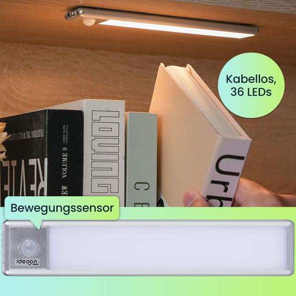 2er-Set Flache Akku LED-Lichtleiste, 20,5cm mit Bewegungssensor: Kabellos, hell & energiesparend – Perfekt für Schrank, Flur & Küche