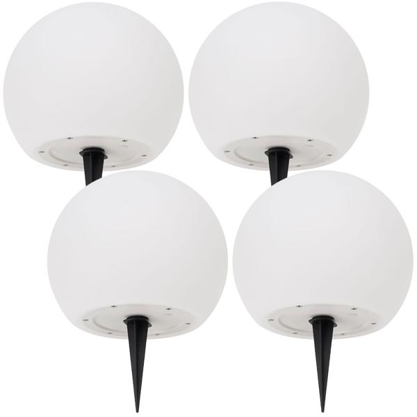 4er-Set Solar-LED-Leuchtkugel, Ø 30cm, RGBW mit Fernbedienung, 60 Lu, IP67. Farbwechsel-Lichtkugel für Garten & Terrasse, wetterfest & kabellos
