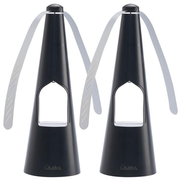 2 ventilateurs anti-mouches, 2 ailes – éclairage LED – alimentation par piles ou USB – répulsifs doux et efficaces, pratiques pour les repas et les voyages