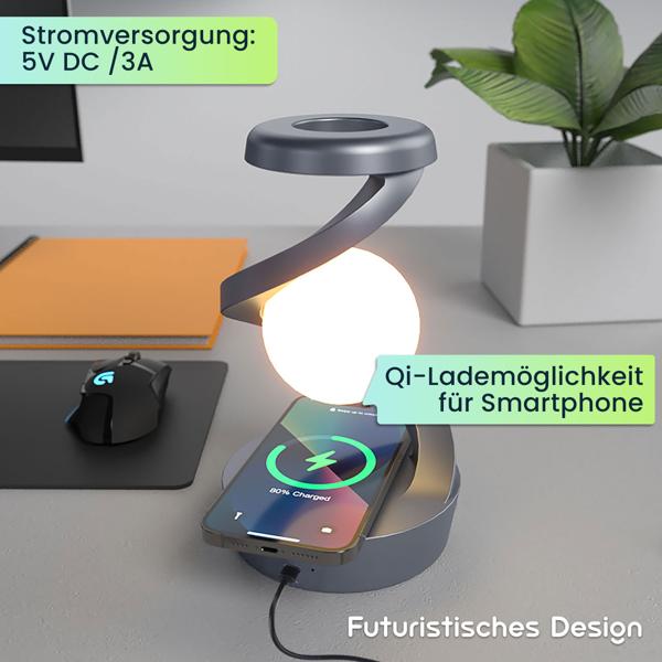 2er-Set Schwebende RGB Tischlampe mit Handy Ladeport: Faszinierendes Schweben & kabelloses Laden – Ihr futuristisches Design-Highlight