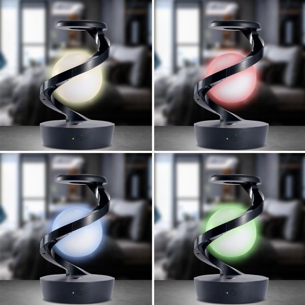 2 lampes de chevet sans fil RGB – sphère lumineuse en lévitation et chargeur à induction – design futuriste et moderne 