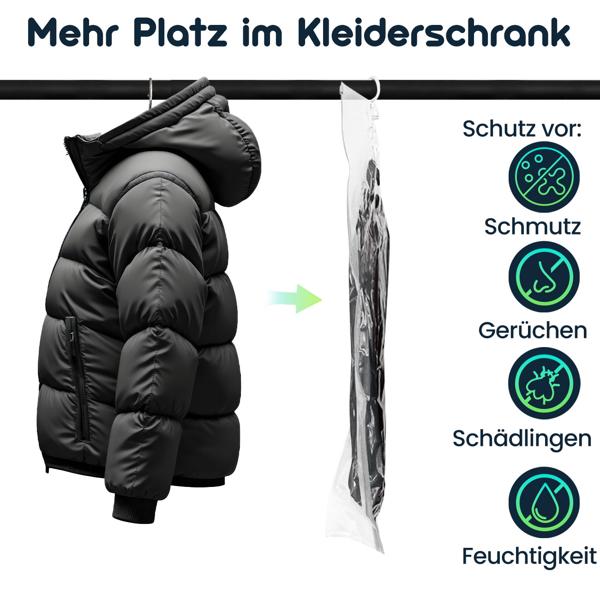 12er-Set Vakuum-Beutel mit Kleiderhaken, 67 x 90 cm: Ein effiziente Kleiderhülle für Bettwäsche & Kleidung - Schützen Sie Ihre Textilien