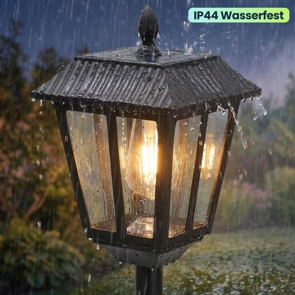 Hochleistungs Solar-LED-Gartenlaterne mit Dämmerungssensor - wetterfest IP44. Für stimmungsvolle Momente im Garten und auf der Terrasse