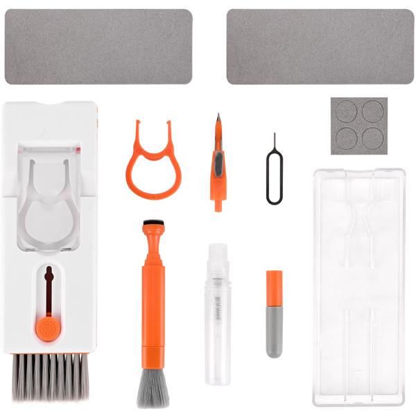 11-in-1 Reinigungsset für Tastatur, Smartphone & Kopfhörer – Multifunktionelles Reinigungs-Set mit Metallspitze, Bürsten & Linsen Reiniger