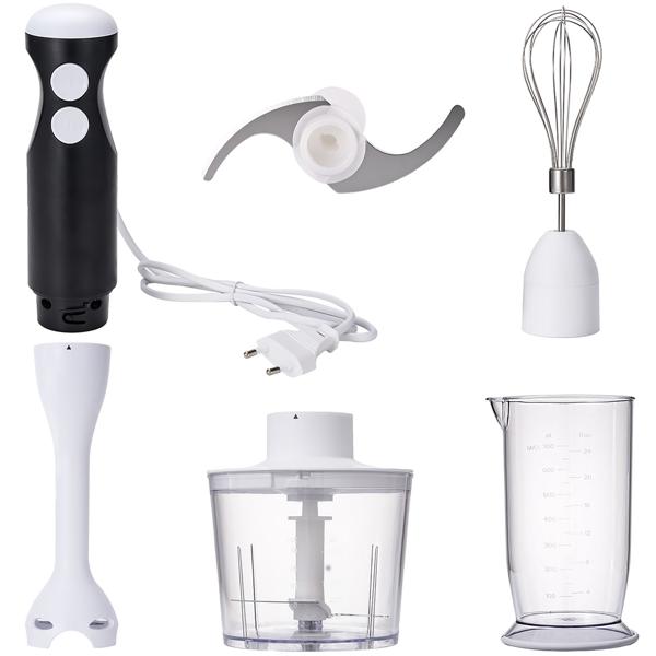 Power Stabmixer-Set 400W mit Zerkleinerer & Schneebesen – 4-in-1 Pürierstab-Set für Suppen & Smoothies, inkl. Messbecher