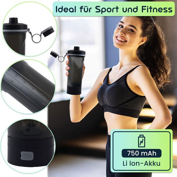 Leistungsstarker Akku-Shaker für Proteinshakes & Smoothies - Tragbar, elektrisch, USB-C aufladbar, klumpenfrei mixen - Ideal für Sport und Fitness 