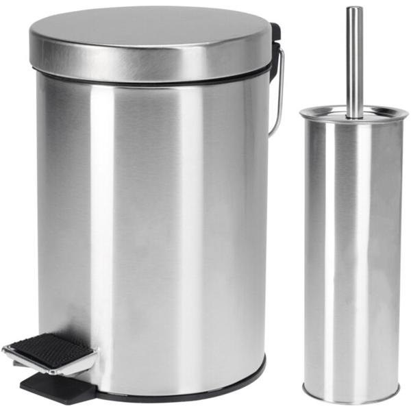 Modernes Edelstahl Bad Set: Toilettenbürste & Abfalleimer für stilvolle Hygiene, rostfreies Material, für ein gepflegtes Badezimmer