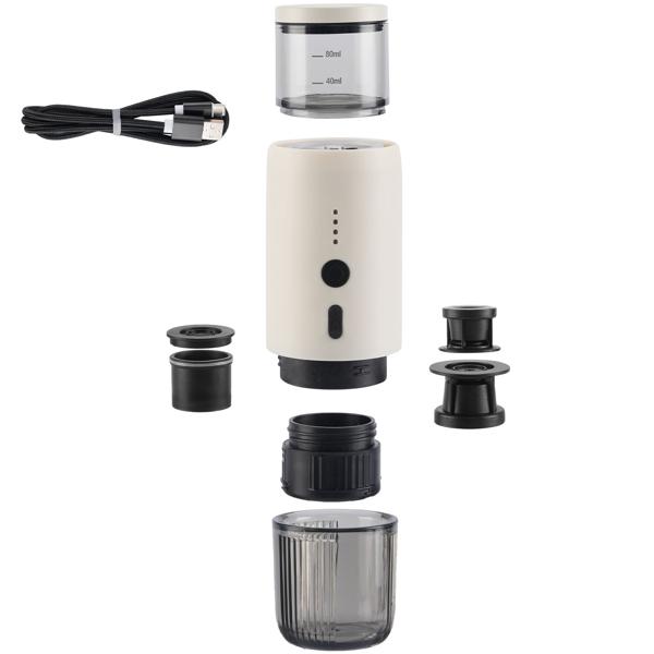 Machine à espresso portable pour capsule & poudre, 15 bar, blanche : un espresso parfait en déplacement, pour les voyages, le camping & le bureau
