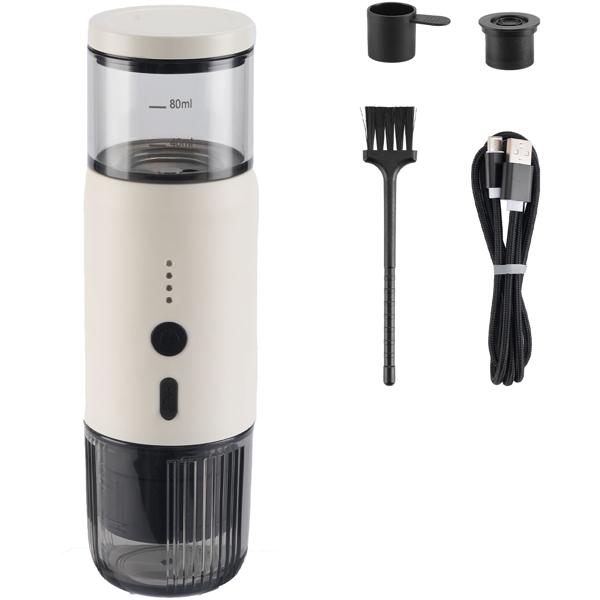 Machine à espresso portable pour capsule & poudre, 15 bar, blanche : un espresso parfait en déplacement, pour les voyages, le camping & le bureau