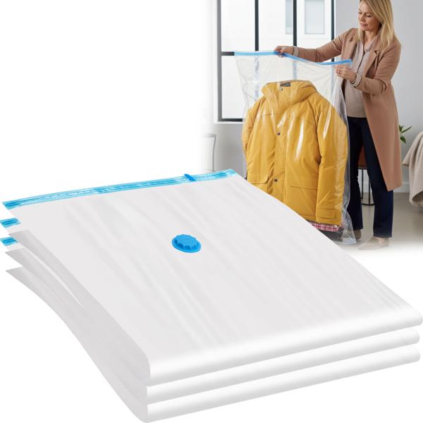 3er-Set platzsparende Vakuumbeutel XL, 80 x 120 cm, Kompression mit dem Staubsauger, Aufbewahrungssäcke, Kleiderbeutel ohne Staub oder Falten 