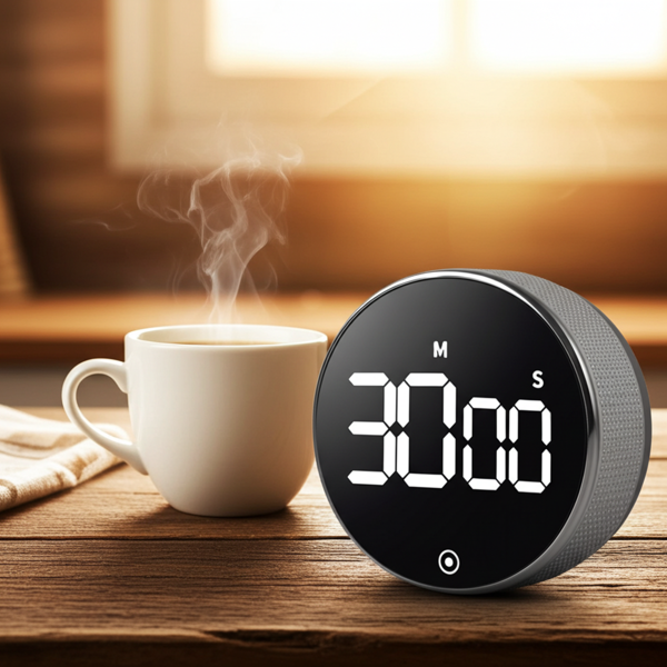 Digitaler Küchen-Timer mit Drehrad - Praktische Eieruhr mit Magnet, lautem Alarm, Countdown-Funktion & grossem LCD-Display