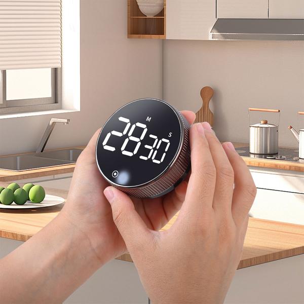 2er-Set Digitaler Küchen-Timer mit Drehrad - Praktische Eieruhr mit Magnet, lautem Alarm, Countdown-Funktion & grossem LCD-Display