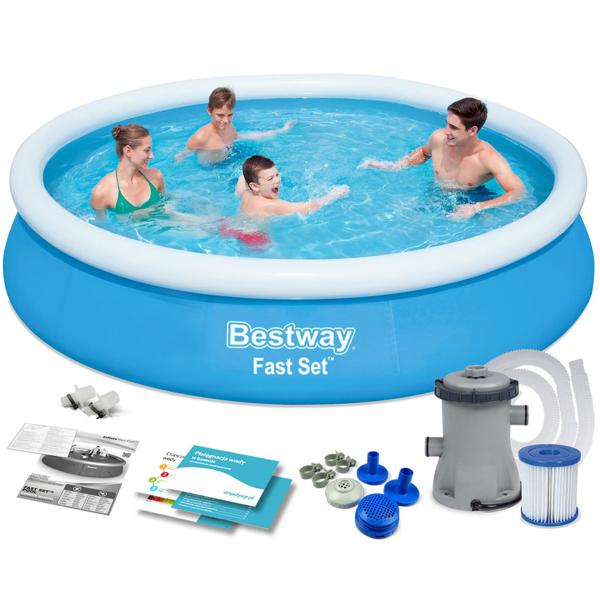 XL Pool mit Filterpumpe, Ø 3,66 m x 76 cm - ein grosser Gartenpool für ungetrübten Badespass und die perfekte Erfrischung 