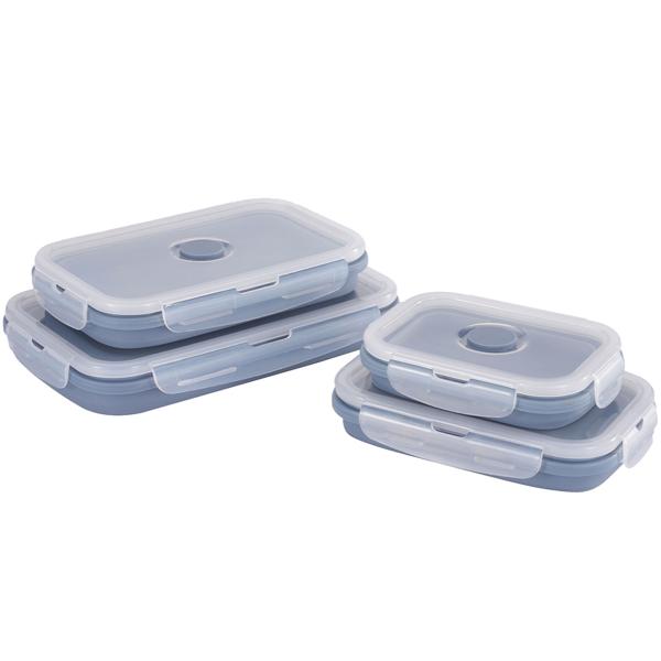 8er-Set Silikon-Frischhaltedosen - Zusammenklappbare & faltbare Lunchbox, Bento Box, BPA-frei, mikrowellengeeignet, mit Clip-Verschluss Deckeln