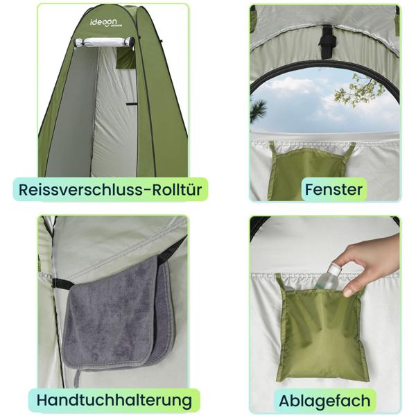 Pop-Up Toilettenzelt - Duschzelt & Umkleidezelt für Camping, Strand & Outdoor, tragbares Sichtschutzzelt grün, schneller Aufbau