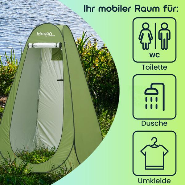 Pop-Up Toilettenzelt - Duschzelt & Umkleidezelt für Camping, Strand & Outdoor, tragbares Sichtschutzzelt grün, schneller Aufbau