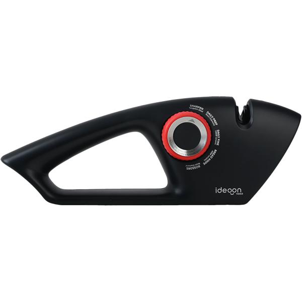 Messerschärfer 5-in-1 für glatte & gezahnte Klingen - Scherenschärfer mit Einstellrad, Multischärfer zum schleifen von Messern und Scheren