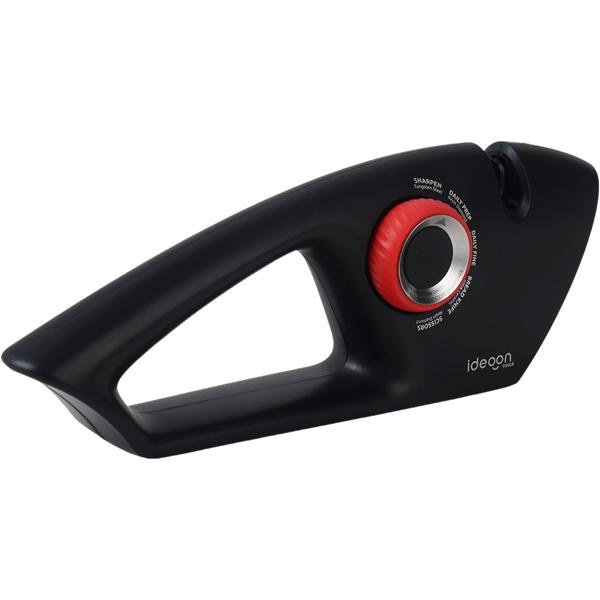 Messerschärfer 5-in-1 für glatte & gezahnte Klingen - Scherenschärfer mit Einstellrad, Multischärfer zum schleifen von Messern und Scheren