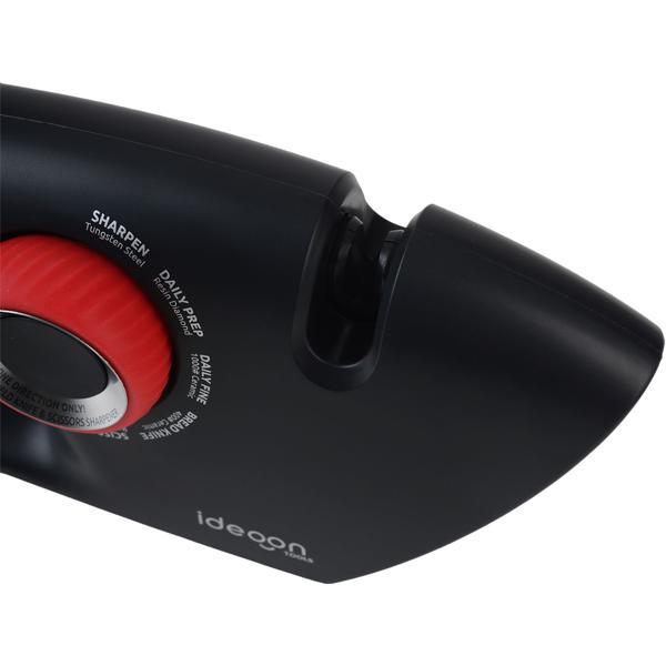 Messerschärfer 5-in-1 für glatte & gezahnte Klingen - Scherenschärfer mit Einstellrad, Multischärfer zum schleifen von Messern und Scheren