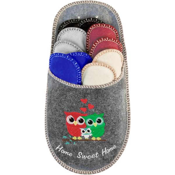 Set de chaussons d‘invités hiboux - 5 paires confortables multicolores avec semelle renforcée - Hygiénique - Tailles variées 35-45 - Protection sols