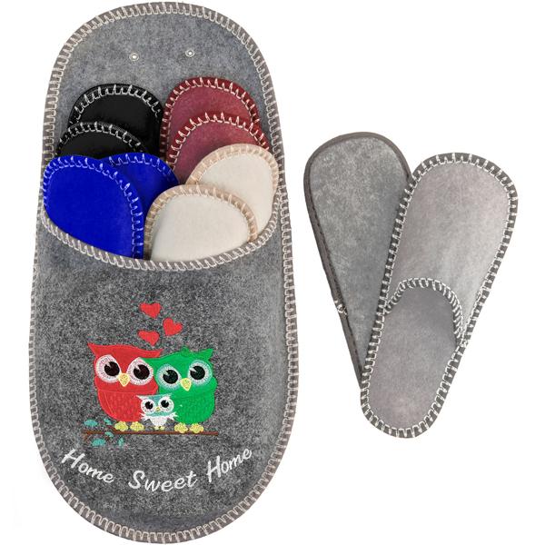 Set de chaussons d‘invités hiboux - 5 paires confortables multicolores avec semelle renforcée - Hygiénique - Tailles variées 35-45 - Protection sols