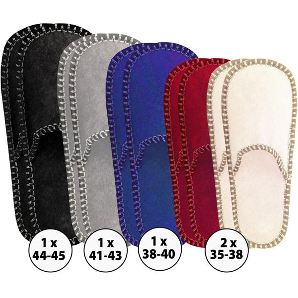 Set de Pantoufles d‘Invités Home Sweet Home - 5 Paires de Chaussons en Feutre Confortables - Semelle Renforcée - Hygiène et Protection Sols