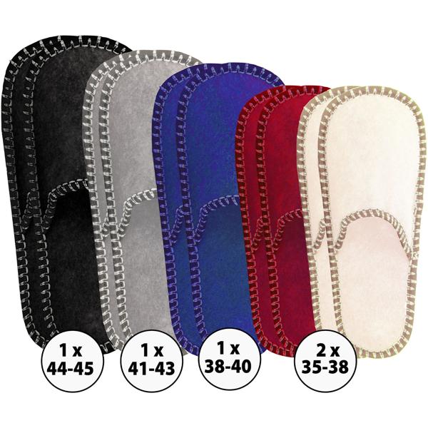 Chaussons Invités - Set de 5 Paires Feutre Confortable & Semelle Renforcée - Anti-saleté & Protection Sol - Tailles 35-45 - Home Sweet Home