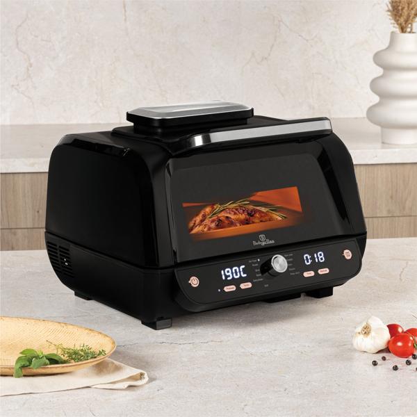 12in1 Multifunktions-Heissluftfritteuse mit Fenster, 6 Liter, matt schwarz-roségold: fettfrei & digital – Gesunde Mahlzeiten einfach & schnell