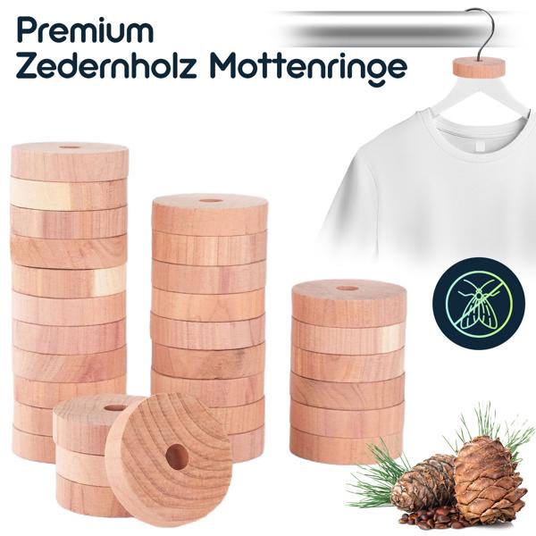 Zedernholz-Set aus 20 Zedernholz-Blöcken und 30 Zedernholz-Ringen: Natürlicher Mottenschutz für Kleiderschrank, Küche & Vorratsschrank