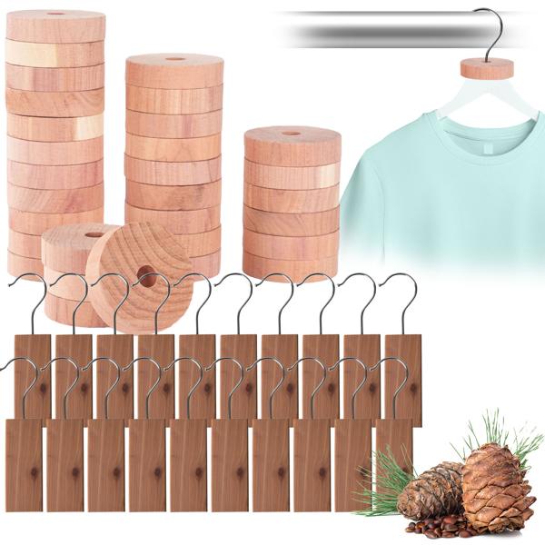 Zedernholz-Set aus 20 Zedernholz-Blöcken und 30 Zedernholz-Ringen: Natürlicher Mottenschutz für Kleiderschrank, Küche & Vorratsschrank