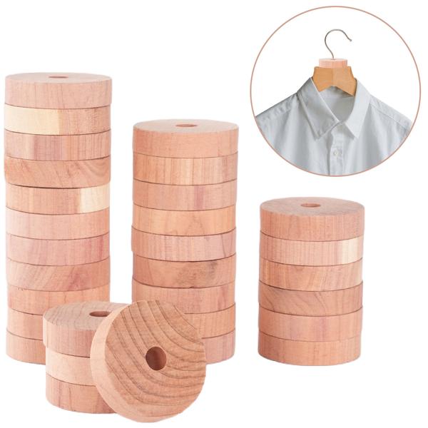 Zedernholz-Set aus 10 Zedernholz-Blöcken und 30 Zedernholz-Ringen: Natürlicher Mottenschutz für Kleiderschrank, Küche & Vorratsschrank
