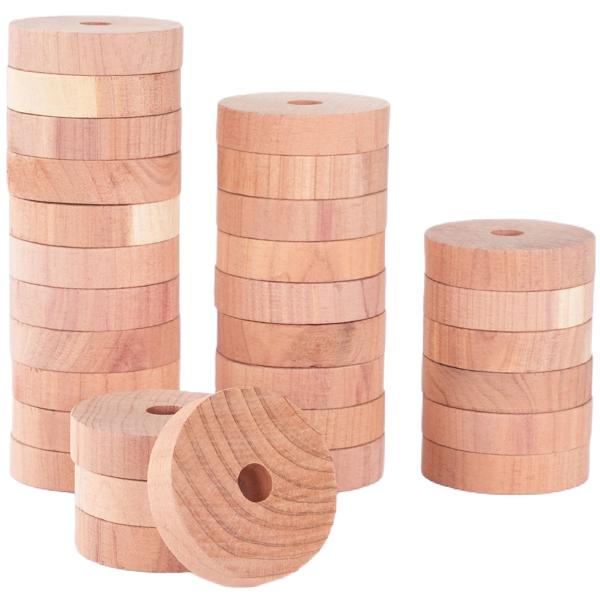 Zedernholz-Set aus 10 Zedernholz-Blöcken und 30 Zedernholz-Ringen: Natürlicher Mottenschutz für Kleiderschrank, Küche & Vorratsschrank