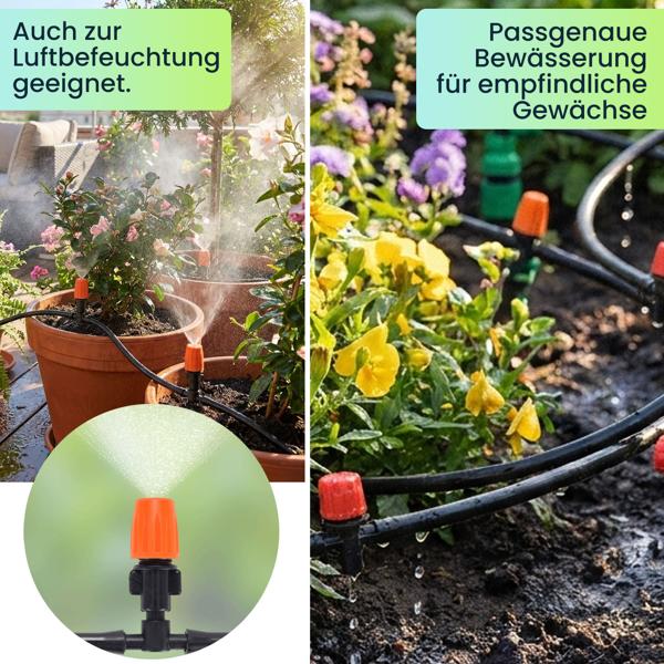 2er-Set 136-tlg Sprinkler Bewässerungs-Set 2x 40m: Zuschneidbar, effizient & wassersparend – Automatische Pflanzenbewasserung fur Garten & Beet