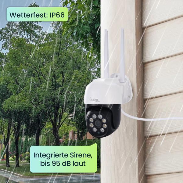 2er-Set WLAN Outdoor Überwachungskamera 2K: IP66, Pan-Tilt: Volle Kontrolle & brillante Überwachung für Ihr Zuhause – Tag & Nacht