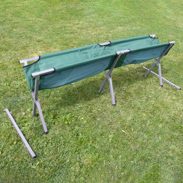 Lit de camp pliable professionnel - Repos maximal camping, pêche, invités - Châssis acier tubulaire 120kg, sac transport, vert 190x65x42cm