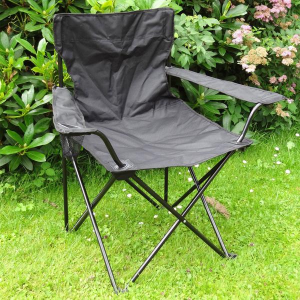 4er-Set Camping Faltstuhl Schwarz klappbar: Mit Armlehne & Getränkehalter – Kompakt, robust & bequem – Ihr perfekter Begleiter für Outdoor