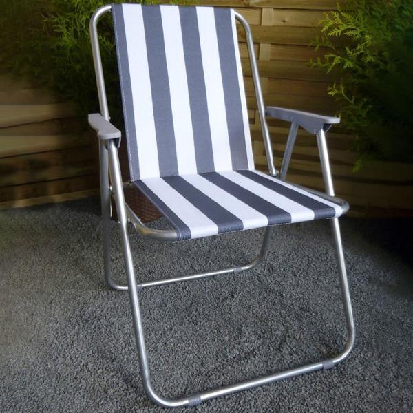 Campingstuhl blau/weiss - klappbar, robust & platzsparend für Camping, Outdoor, Festivals, Strand & Picknick - Stahlrohrgestell, 600D Polyester