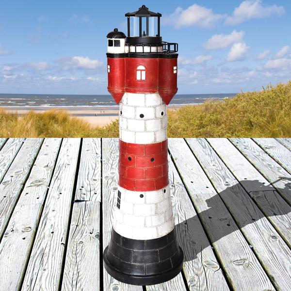 Solar-Deko-Leuchtturm, 80 cm: Maritime Gartenleuchte, automatisch & wetterfest – Bringt Urlaubsfeeling & zauberhaftes Licht in den Garten