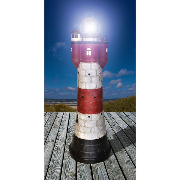Phare solaire décoratif 50 cm - Lampe de jardin maritime automatique résistante intempéries - Effet flamme clignotant - Polyvalent, capteur crépusculaire